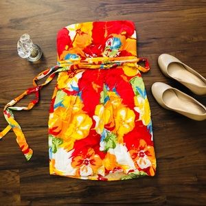 ✅ Tropical/Hawaiian Strapless Dress Size Small